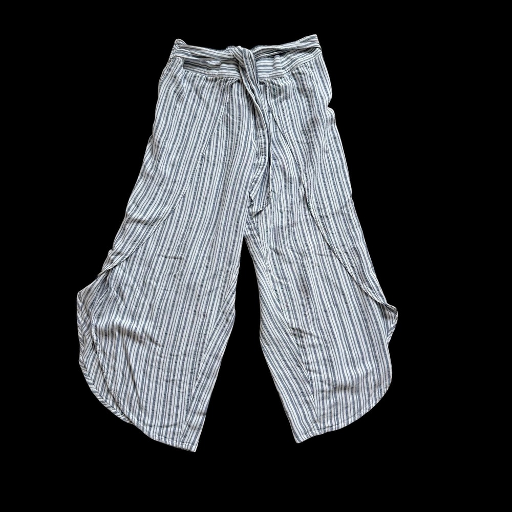 Tommy Bahama Striped Tulip Wide Leg Pants Blue White Rayon TSW91347C Medium